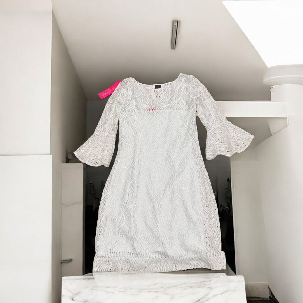 Lilly Pulitzer NWT Fontaine Dress in Resort White Flowing Leaf Lace Size XXS - Picture 12 of 14